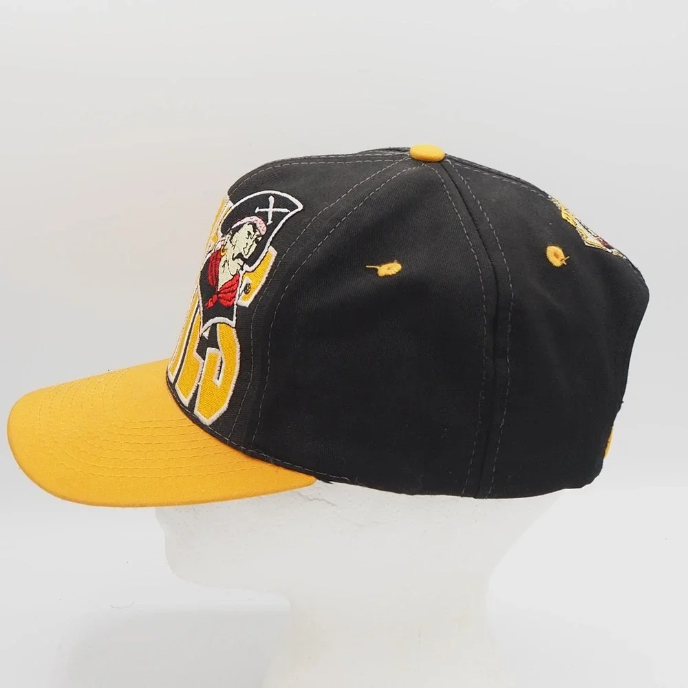 VTG Pittsburgh Pirates Rare Logo 7 Hat Snapback Cap Spellout Jolly Roger 90s MLB
